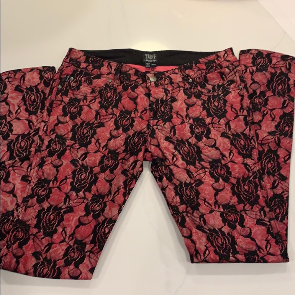 Black and pink floral fabric